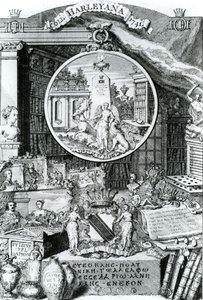 Bookplate of Lord Harley, 1741 av George Vertue