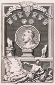 Egbert (d.839) konge av vestsakserne, første monark av hele England, gravert av kunstneren (gravering) av George Vertue