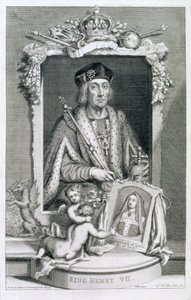 Henry VII (1457-1509) Konge av England fra 1485, etter et portrett i Royal Collection, gravert av kunstneren