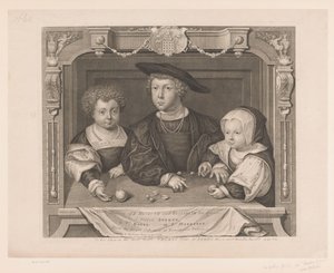 Portret van Dorothea, Johan og Christina van Denemarken Tre barn av K. Henry VII og Elizabeth hans dronning. I. Prins Arthur, II. Pr. Henrik, III. Ps. Margaret (tittel på objekt) Portretten van de Tudors (serietittel) Historiske portretter (serie av George Vertue