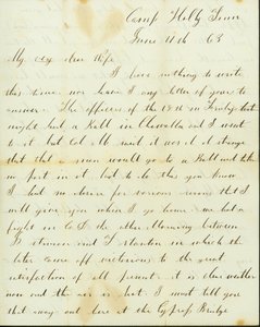 Brev fra George Wyckoff, Camp Holly, Tennessee, til Josephine, 11. juni 1863 av George W. Wyckoff