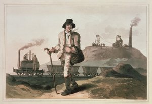 Blenkinsop lokomotiv ved Middleton colliery nær Leeds, gravert av Robert og Daniel Havell, 1814