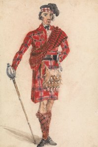 Skotte med sverd; Moderne kjole av en Highland Chieftan