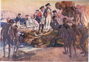 Guvernør Phillip i Sydney Cove (farge litho)