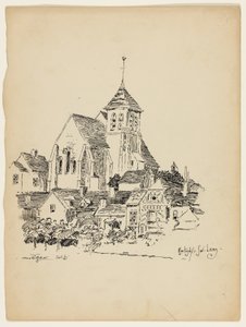 Kirke i Montigny-Sur-Loing, Frankrike, reiseskisse av George Washington Maher