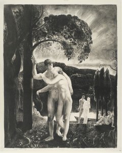 Amour, Men Like Gods-serien, 1923 (litho på vevd papir) av George Wesley Bellows