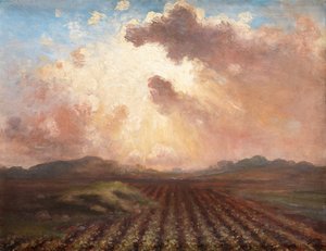 Evening in the Field (olje på lerret) av George William Russell