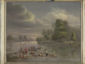 Scene On The Wabash (olje på lerret)