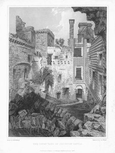 Gårdsplassen til Crichton Castle, c1847.