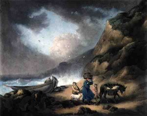 Fishermen, gravert av James Ward (1769-1859), pub. av J.R. Smith, 1793 (mezzotintgravering) (par 125518) av George after Morland