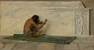 En aztekisk billedhugger, 1887.