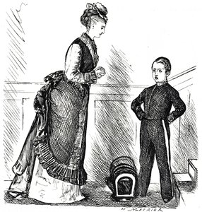 Tegneserie som viser et uforskammet barn som ikke adlyder sin mor av George du Maurier