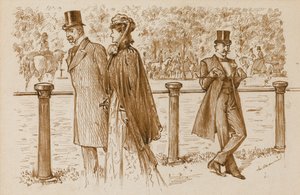 En Passant: Det er Bounderson, ikke sant? Han skulle ha blitt druknet som en rnPuppy!, Punch Magazine, 23. juli 1892 (penn og sepia blekk på papir) av George du Maurier