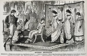 George du Maurier tegneserie om den fasjonable estetiske bevegelsen i dekorativ kunst. Fra ''Punch'', London av George du Maurier
