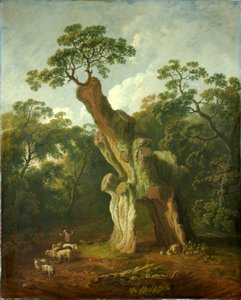 Utsikt over Greendale Oak i Welbeck Park (olje på lerret)