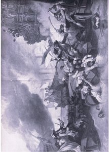 Slaget ved La Hogue, 23.-24. mai 1692: Ødeleggelse av den franske flåten, illustrasjon fra British Battles on Land and Sea, 1915