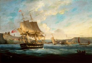 Hvalfanger Phoenix kommer inn i Whitby Harbor (olje på lerret)