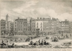 En utsikt over High Street, Southwark, London, som den eldgamle kjørebanen