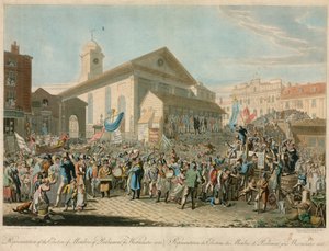 Representasjon av valget av parlamentsmedlemmer for Westminster, 1818 av George the Elder Scharf