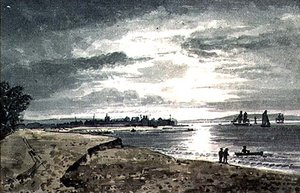 Utsikt over elven Adur med New Shoreham i det fjerne av George the Younger Barret