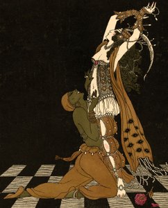 Vaslav Nijinsky og Ida Rubinstein i Schéhérazade av Georges (after) Barbier