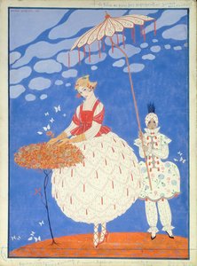 Høstroser (penn, blekk og akvarell på papir) av Georges Barbier