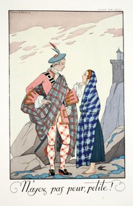 Ikke vær redd, lille!, fra "Falbalas & Fanfreluches, Almanac of Present, Past and Future Modes" av Georges Barbier