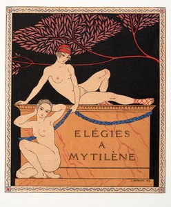 Elegies at Mytilene, illustrasjon fra Les Chansons de Bilitis, av Pierre Louys, pub. 1922 (stensiltrykk) av Georges Barbier