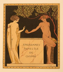Epigrammer på øya Kypros, illustrasjon fra Les Chansons de Bilitis, av Pierre Louys, pub. 1922 (stensiltrykk) av Georges Barbier