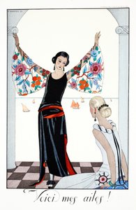Her er mine vinger!, fra "Falbalas and Fanfreluches, Almanac of Present, Past and Future Modes" av Georges Barbier