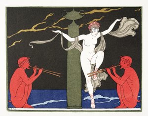 Illustrasjon fra Les Chansons de Bilitis, av Pierre Louys, pub. 1922 (stensiltrykk) av Georges Barbier
