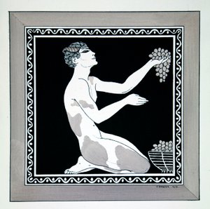 The Afternoon of a Faun fra serien 'Designs on the dances of Vaslav Nijinsky' (1889-1950). Georges Barbier (1882-1932), sjablongtrykk av Georges Barbier