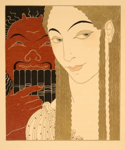 The Letter, illustrasjon fra Les Chansons de Bilitis, av Pierre Louys, pub. 1922 (stensiltrykk) av Georges Barbier
