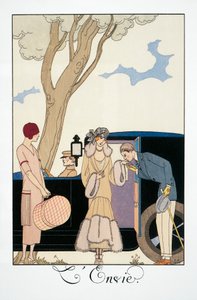 Envy, av George Barbier (1882-1932), fra Falbalas et Fanfreluches, Almanac 1925. Frankrike, 20. århundre av Georges Barbier