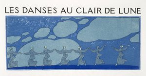 Moonlight Dances, illustrasjon fra Les Chansons de Bilitis, av Pierre Louys, pub. 1922 (stensiltrykk) av Georges Barbier