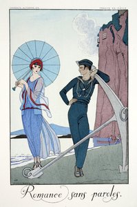 Romanser uten ord, fra "Falbalas and Fanfreluches, Almanac of Present, Past and Future Modes" av Georges Barbier