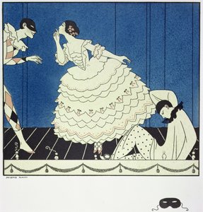 Tamara Karsavina (1885-1978) som Columbine, Vaslav Nijinsky (1890-1950) som Harlequin og Adolph Bolm (1884-1951) som Pierrot i Fokines 