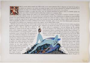 Tekst og en naken figur, farget blå. av Georges Barbier