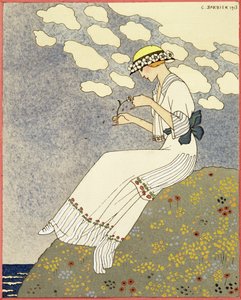 Un Peu..., design for en landkjole fra Paquin av Georges Barbier