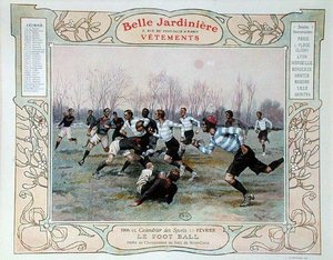 Rugby, illustrasjon for februar fra en kalender for klesbutikken 