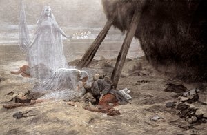 To hvite kvinner viser seg for en døende soldat av Georges Bertin Scott