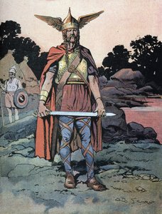 Portrett av Vercingetorix (ca. 80-rundt 46 f.Kr.) kriger og gallisk leder av Arvernes-stammen av Georges Conrad