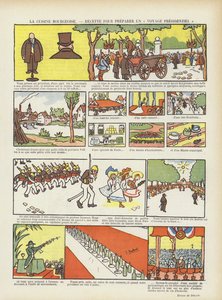 Borgerlig mat. En oppskrift på en presidenttur. Illustrasjon for Le Rire