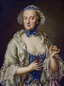 Marie-Anne de Saxe - (Marie Anne de Saxe) - Maria Anna Sophia av Sachsen, kurfyrste av Bayern (1728-1797) med en snelle - George Desmarees (1697-1776). Olje på lerret Dimensjon : 82x61,5 cm Privat samling