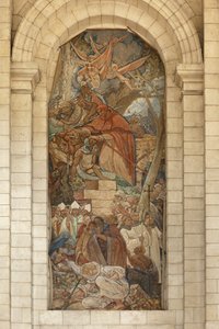 Katedral. Tidligere klosterkirke (Abbaye Saint-Vaast). Interiør. Sør tverrarm. Veggmaling.