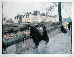 Bouquinistes langs venstre bredd av Seinen nær Pont-Neuf, Paris