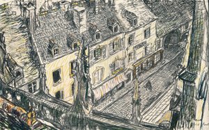 En gate i Valogne, c1911 av Georges Dupuis