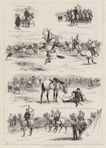 Monterte Pipers for Highland Regiments, hva som kan skje ved den første paraden av Georges Ferdinand Bigot