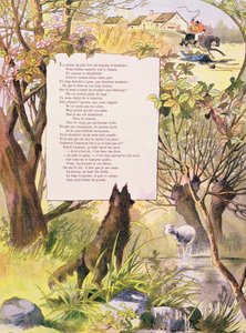 Ulven og lammet, fra Fables av Jean de La Fontaine (1621-95) (fargegravering)