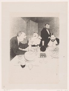 Mannen aan tafel under en middag Han er dekorert og vennene hans tilbyr ham en bankett (original tittel) Naturens store skuespill; livet til Mr. Anybody (original serietittel)